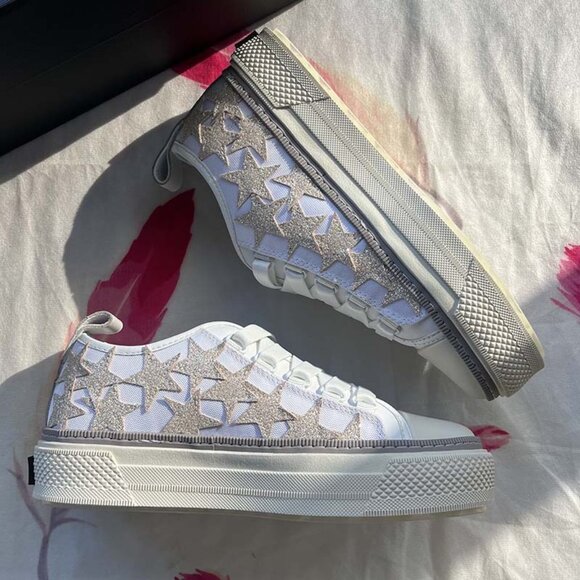 Amiri Court Star Appliqué Low-Top Sneakers (White)